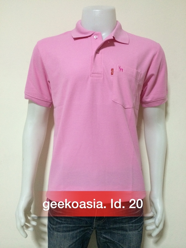 เสื้อโปโลชายสีชมพูอ่อน