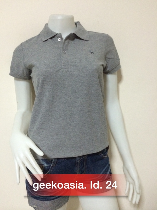 เสื้อโปโลหญิงเทาท๊อปขาว