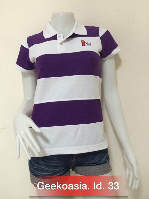 เสื้อโปโลตัดต่อหญิง่วงเข้ม