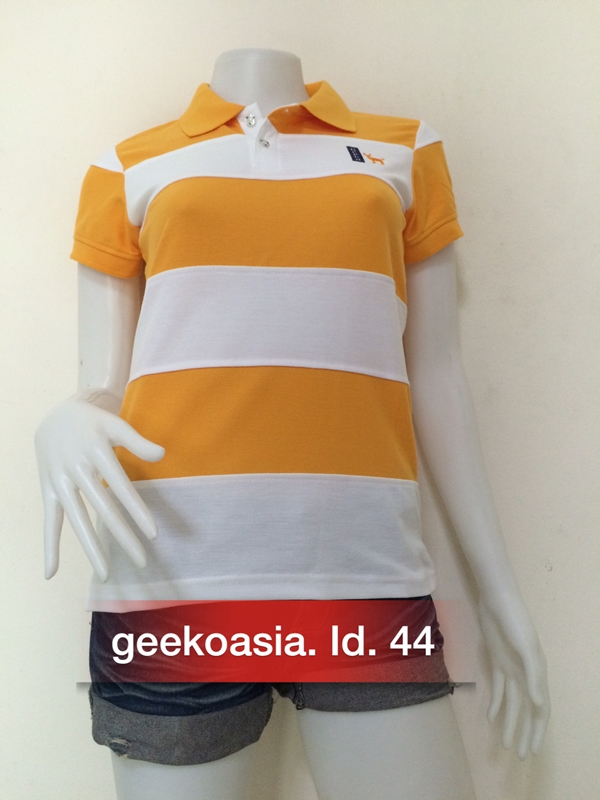 เสื้อโปโลตัดต่อหญิงสีเหลืองจำปา