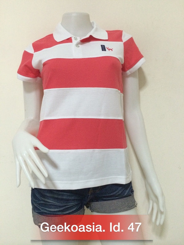 เสื้อโปโลตัดต่อหญิงสีโอรสเข้ม
